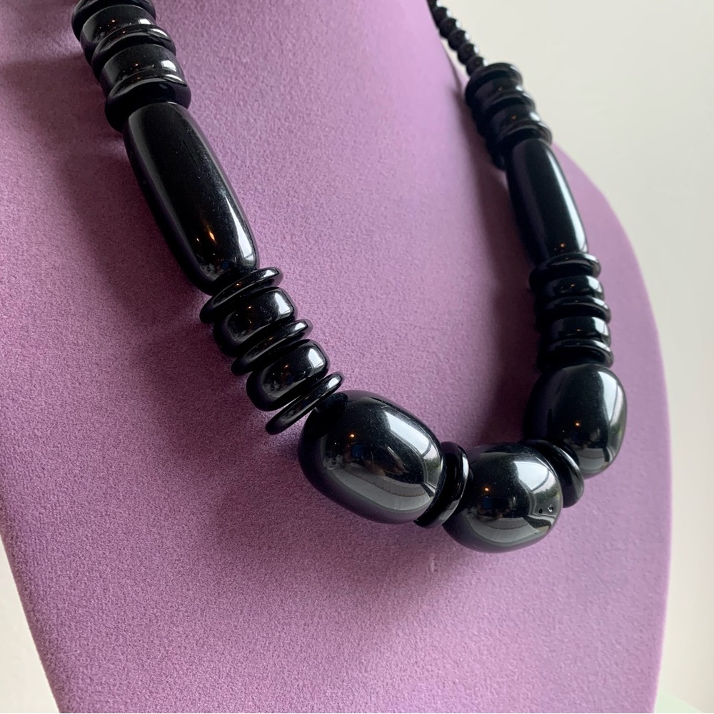 Chunky Black Beaded Necklace